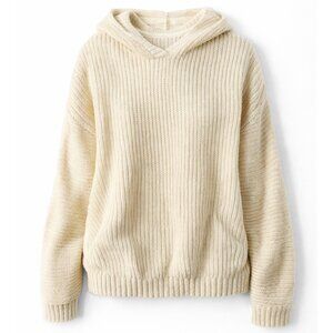 Abound Hooded Sweater Ivory Knit Hoodie Cozy Minimalist Fall Size M
